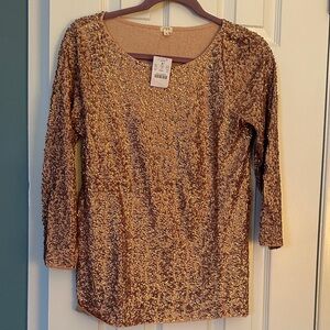 J. Crew Factory Gold Sequin Blouse